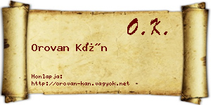 Orovan Kán névjegykártya